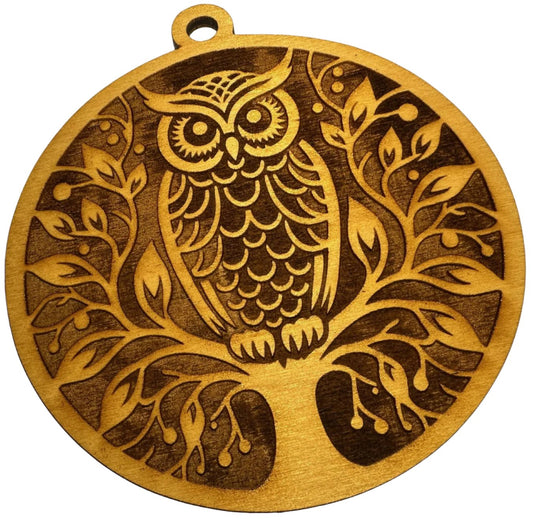 Wooden Owl Adornment